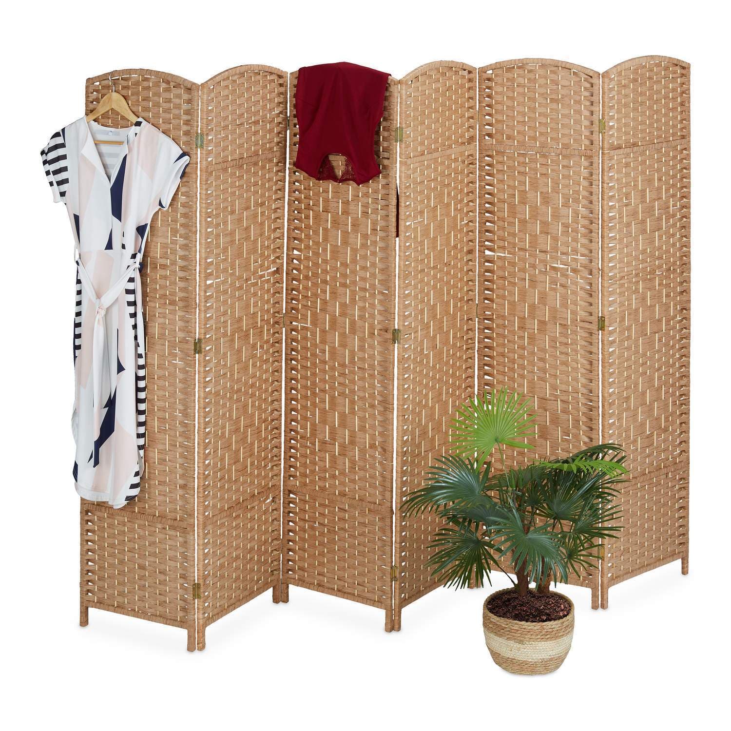 6-panels naturlig sammenleggbar skjerm – romdeler