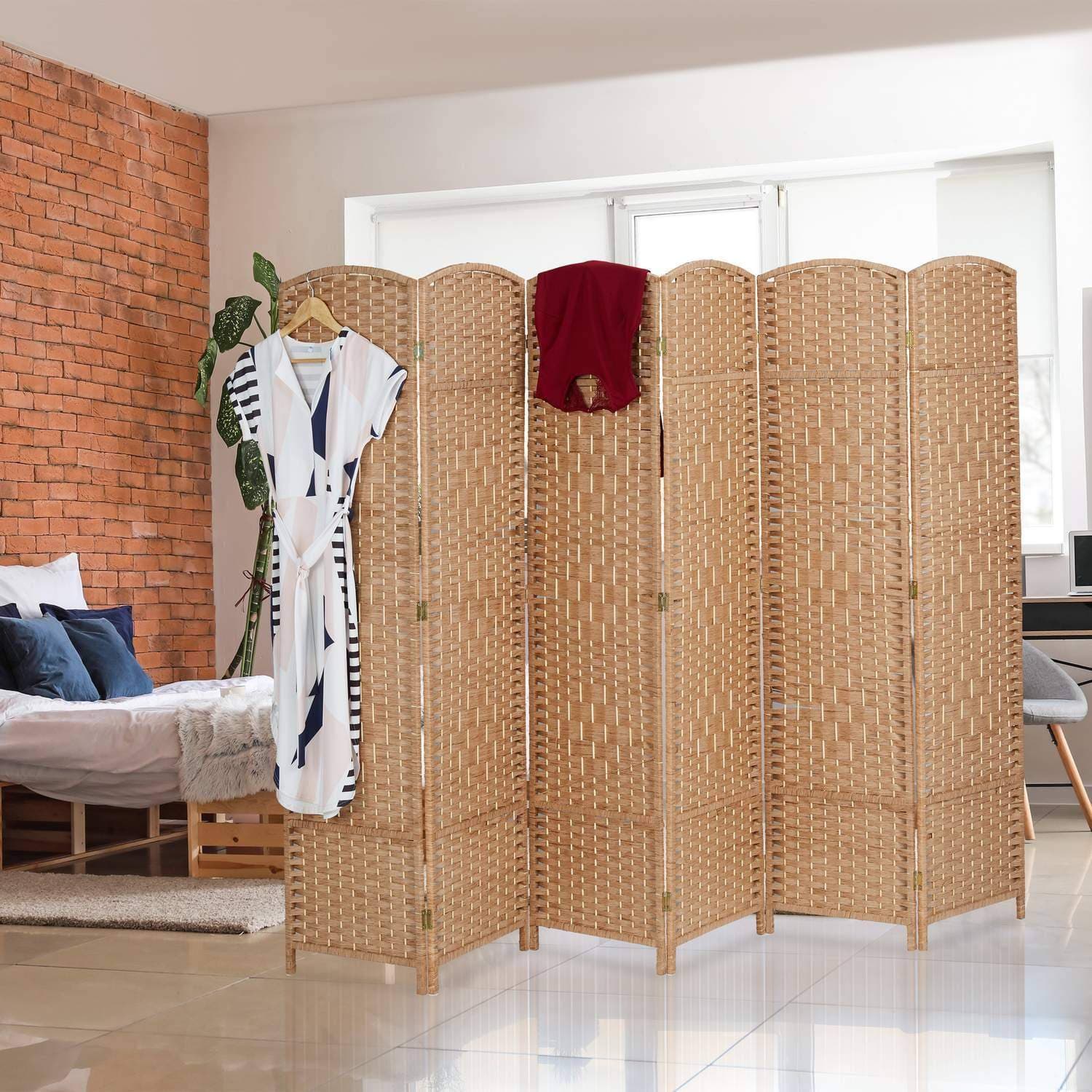 6-panels naturlig sammenleggbar skjerm – romdeler view 2