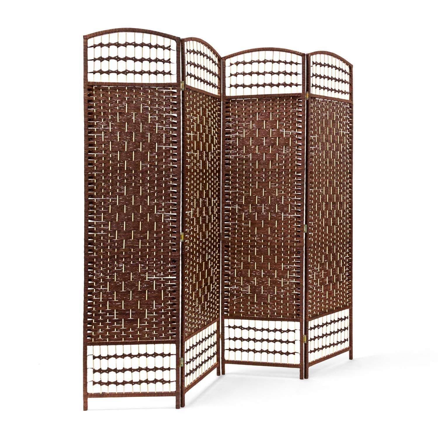 Romdeler av tre – 4-panels personvernskjerm, brun