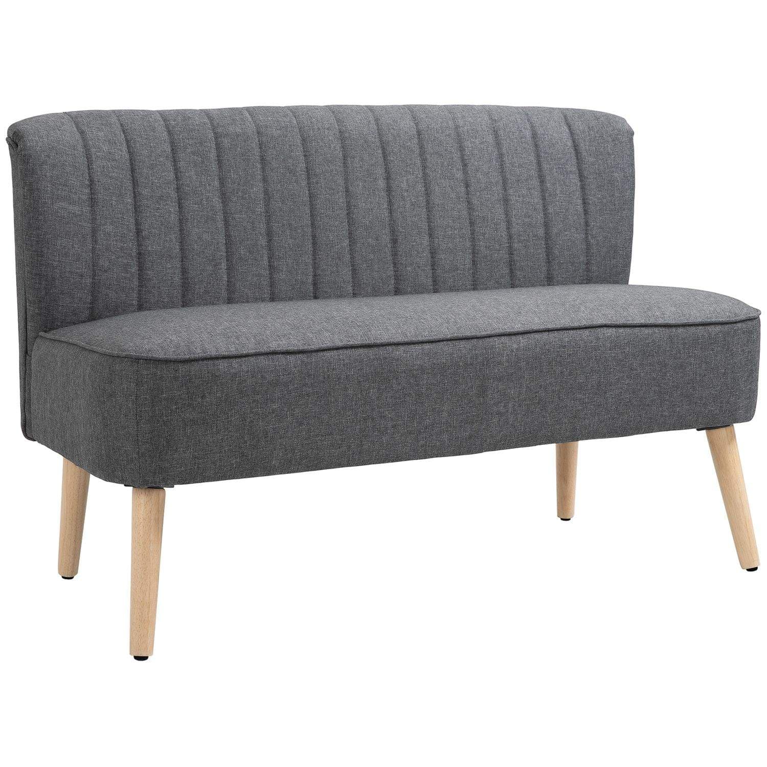 Grå 2-seters sofa – lin-look, treramme, 117 cm