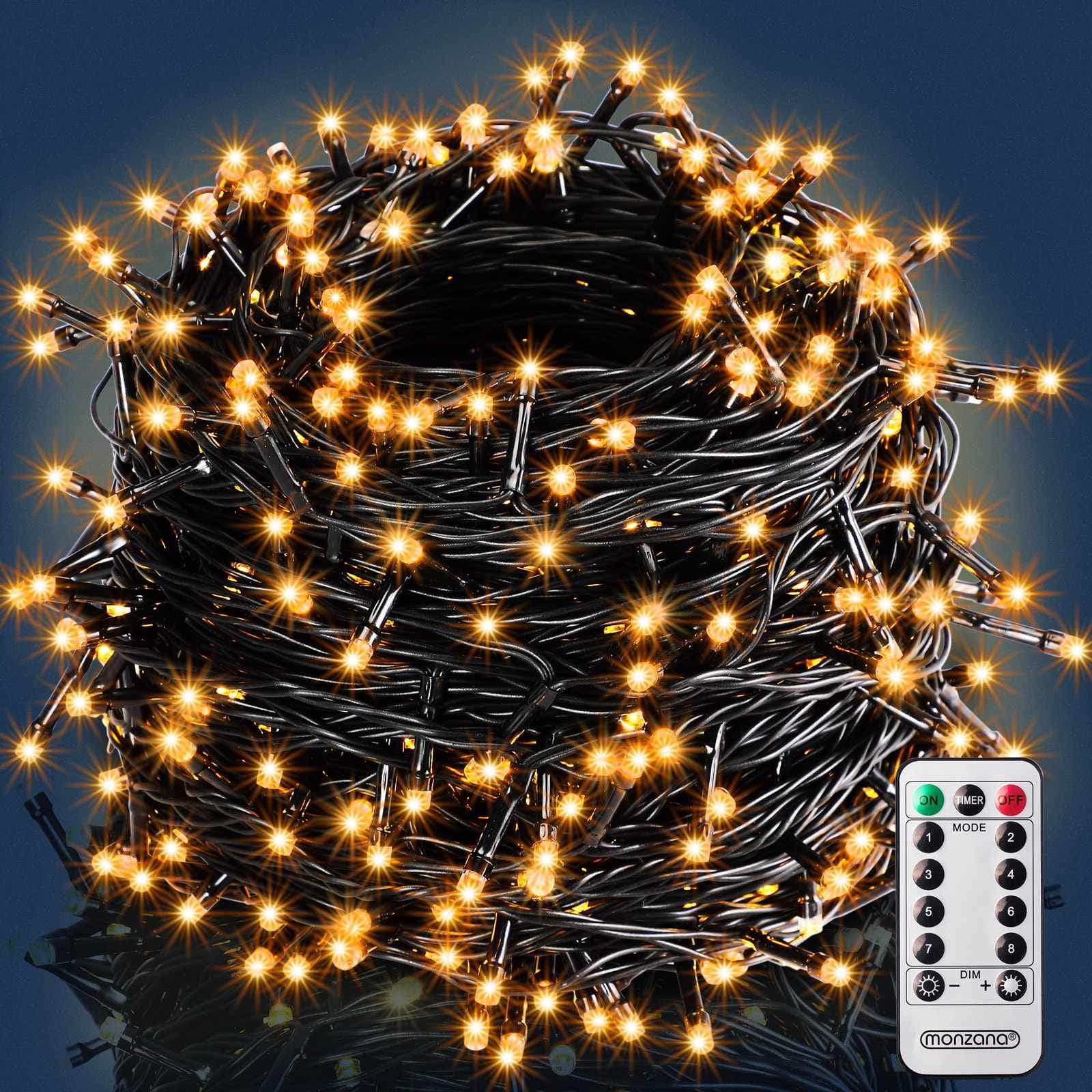Lyslenke 7m 100 LED-lys varm hvit med timer