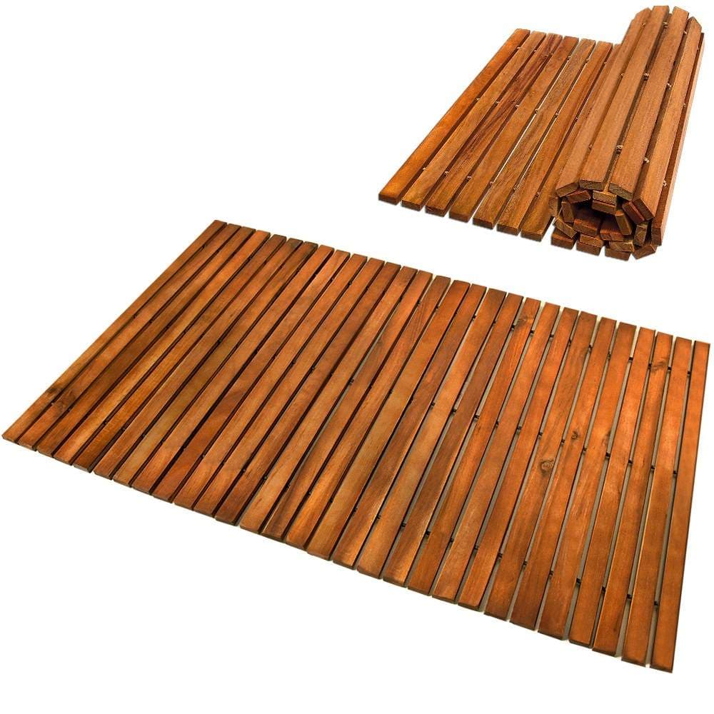 Badematte i akasietre – sklisikker, oljet, 80x50 cm