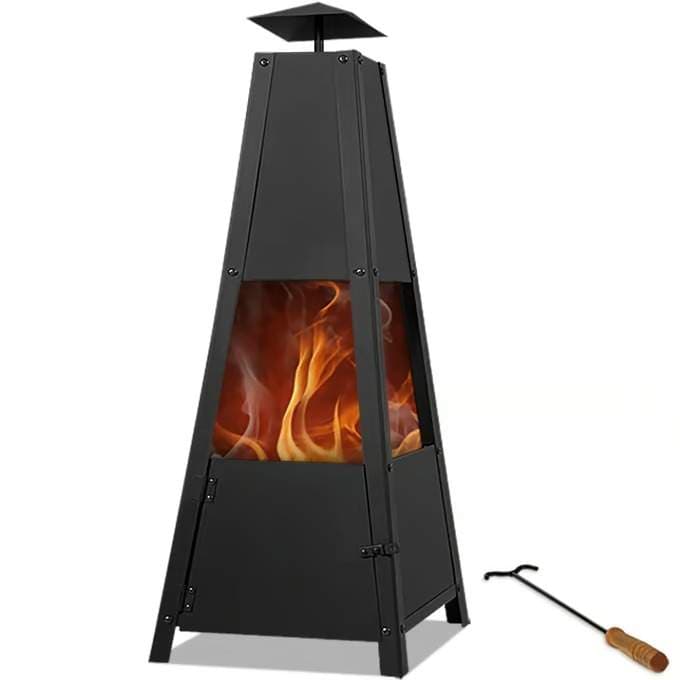 Bålplasspyramide 102 cm – Metall, Låsbar dør