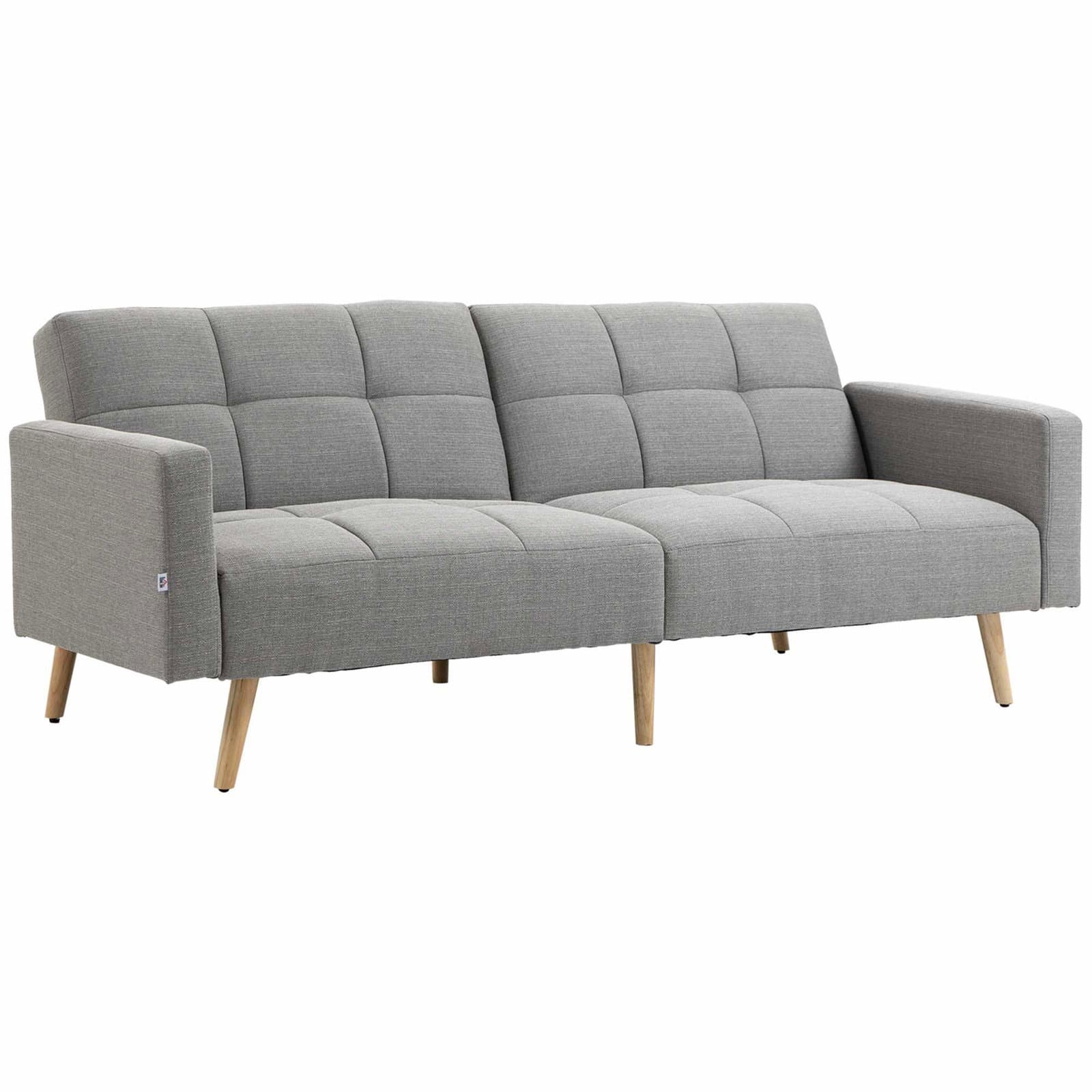 Sovesofa – grått linutseende, justerbar ryggstøtte