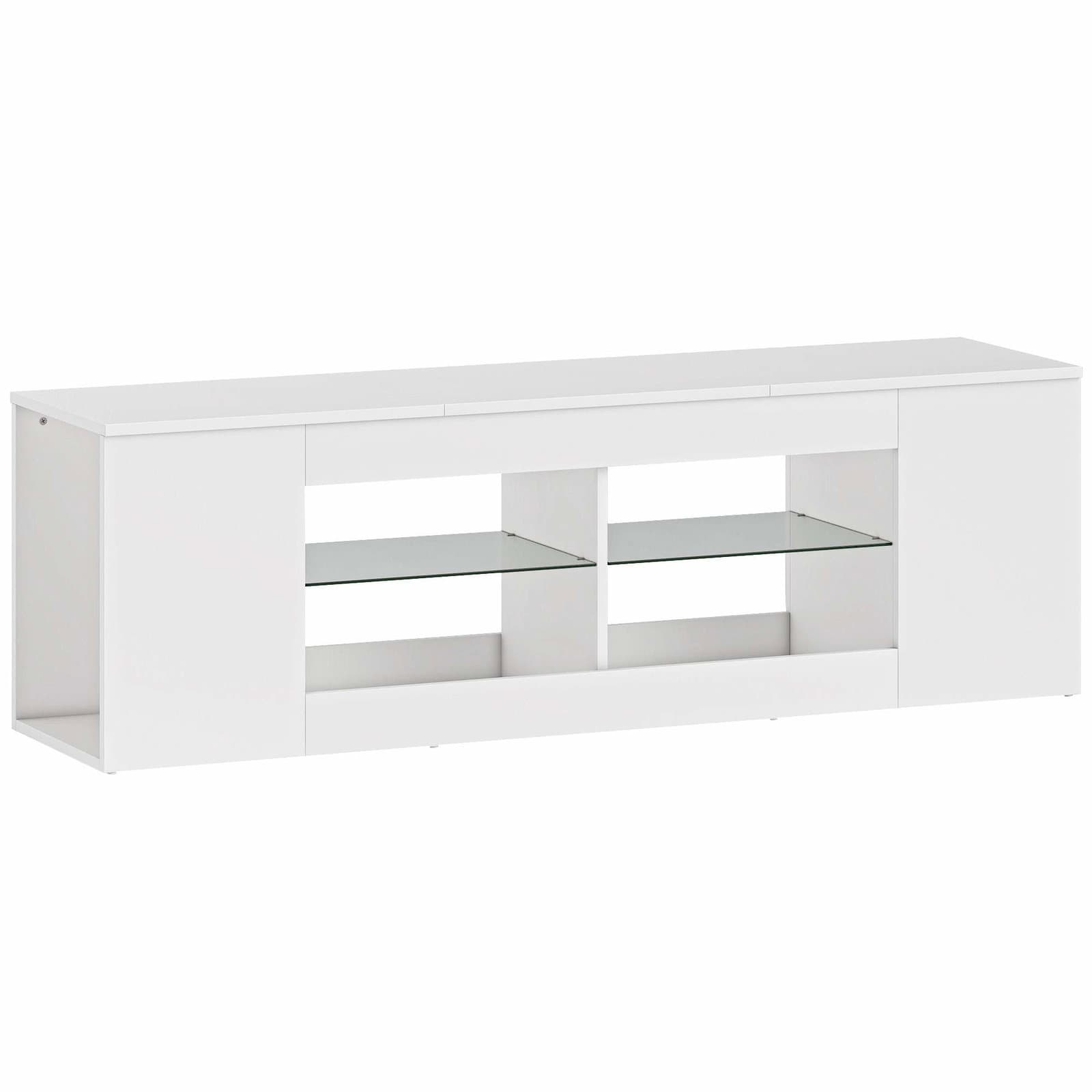 TV-stativ med 6 hyller og glass, 140 cm, hvit