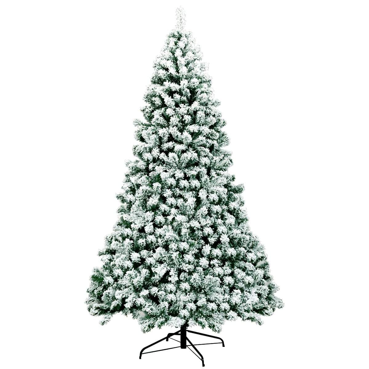225 cm snøhvit juletre med LED-lys og stativ