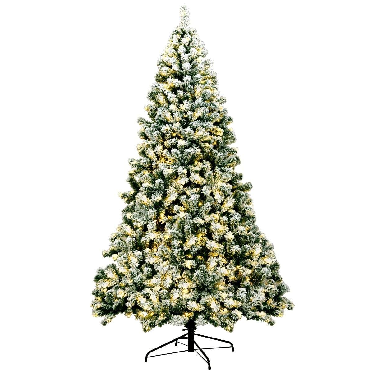 225 cm snøhvit juletre med LED-lys og stativ view 2
