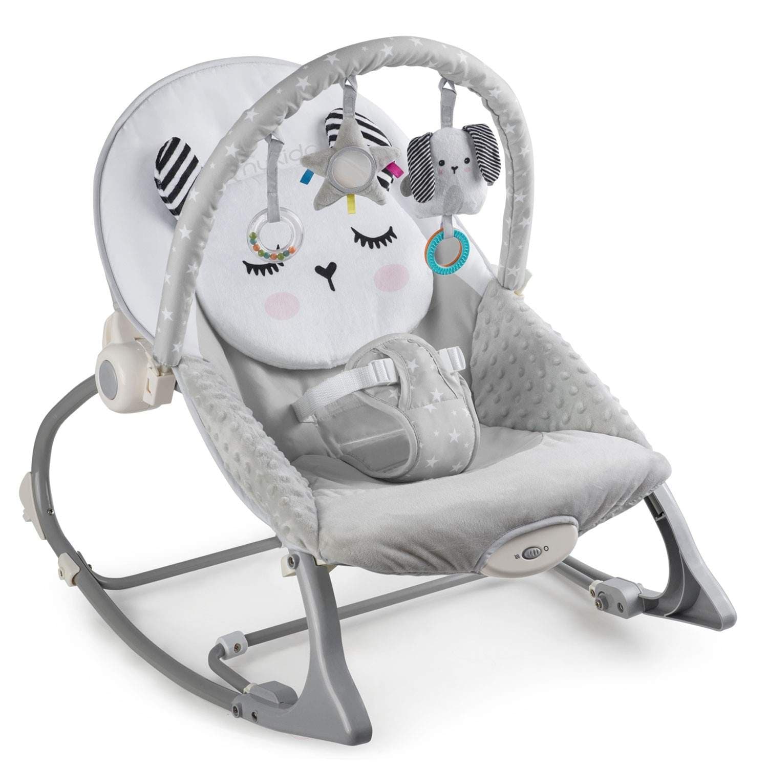 Babyvippe med vibrasjon – grå, beroligende og leken view 2