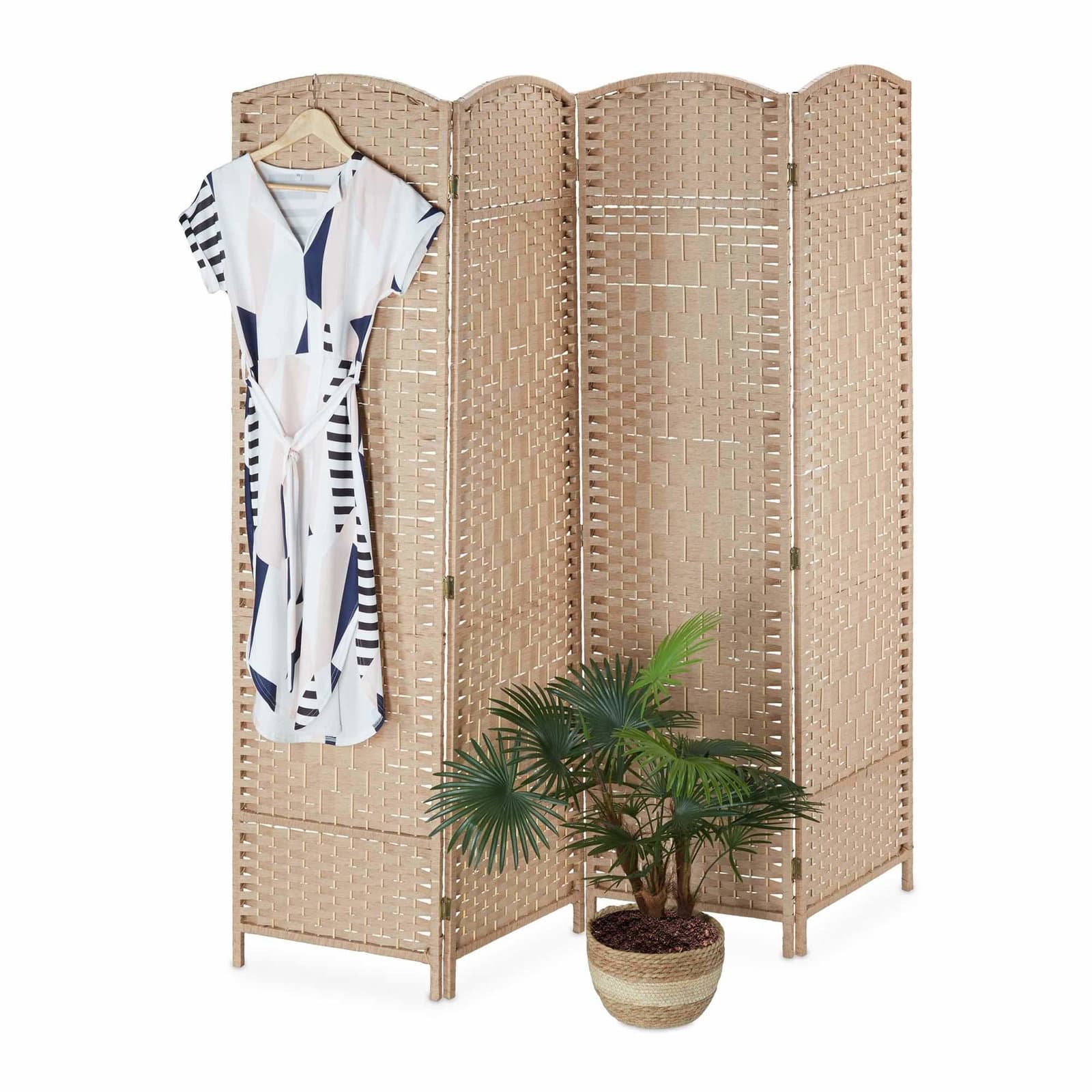4-panels sammenleggbar skjerm i naturlig farge