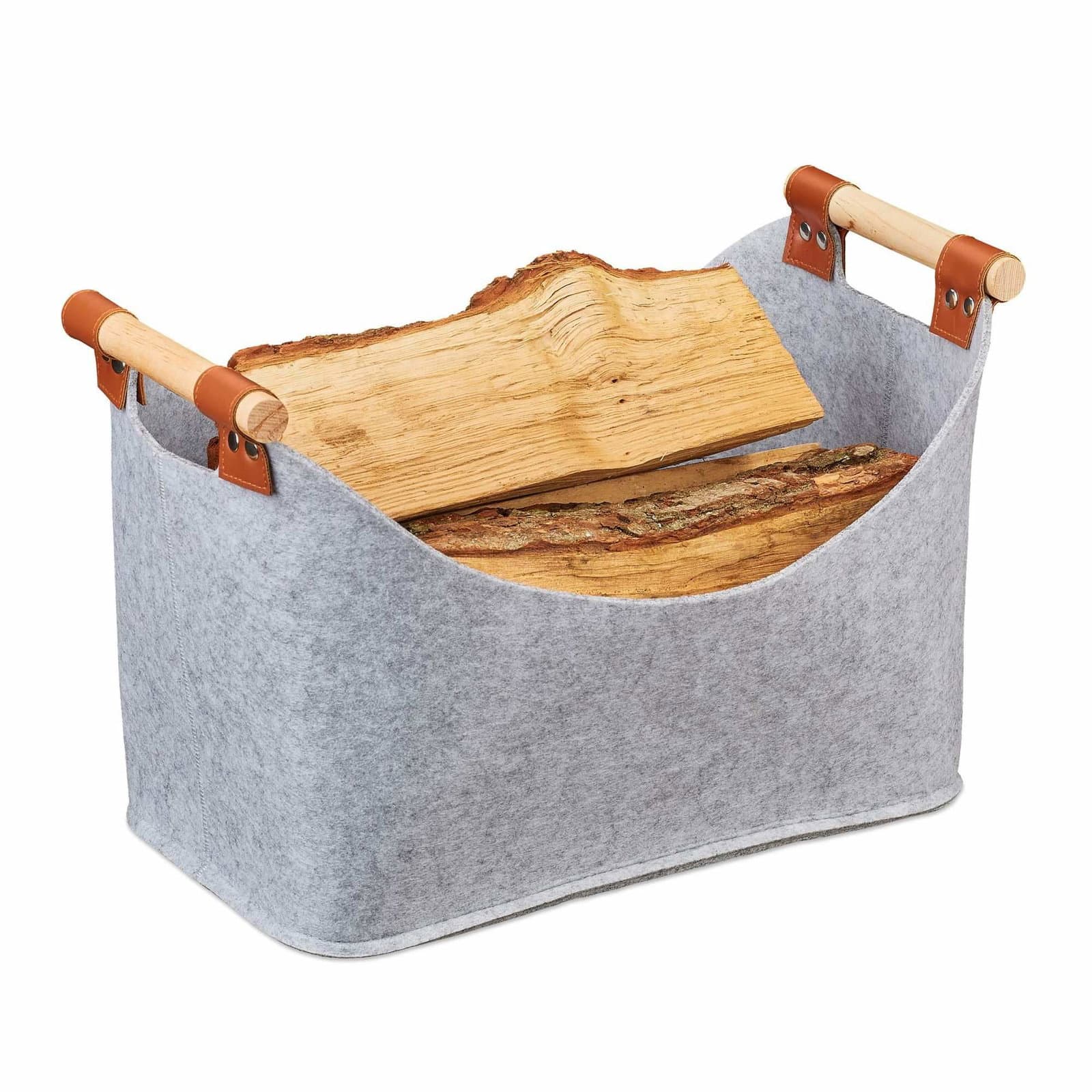 Filtveske med trehåndtak