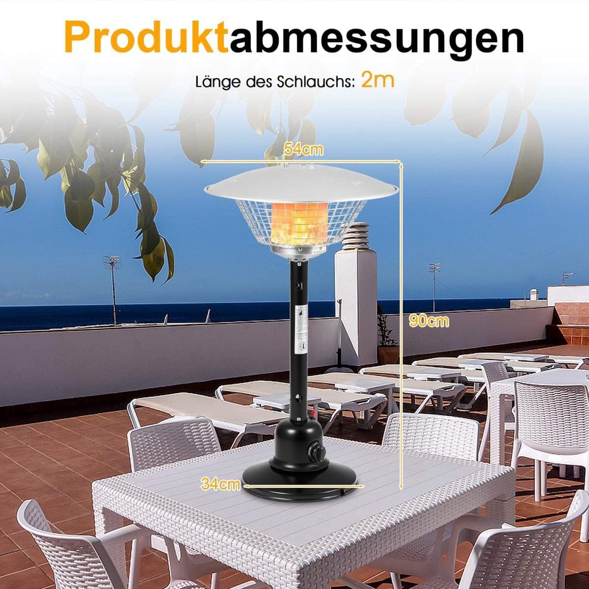Bordvarmer for terrasse – 3200 W, trygg og bærbar view 2