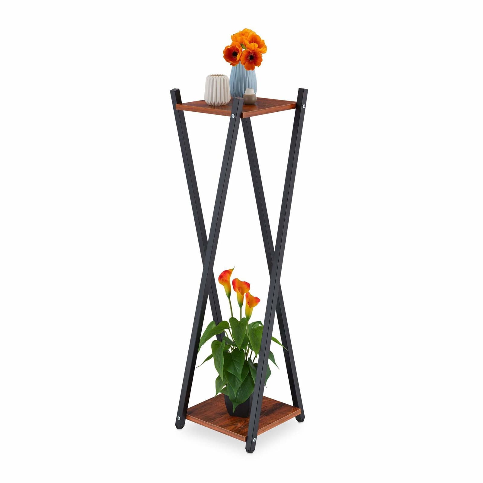Høy floral sokkel med 2 hyller