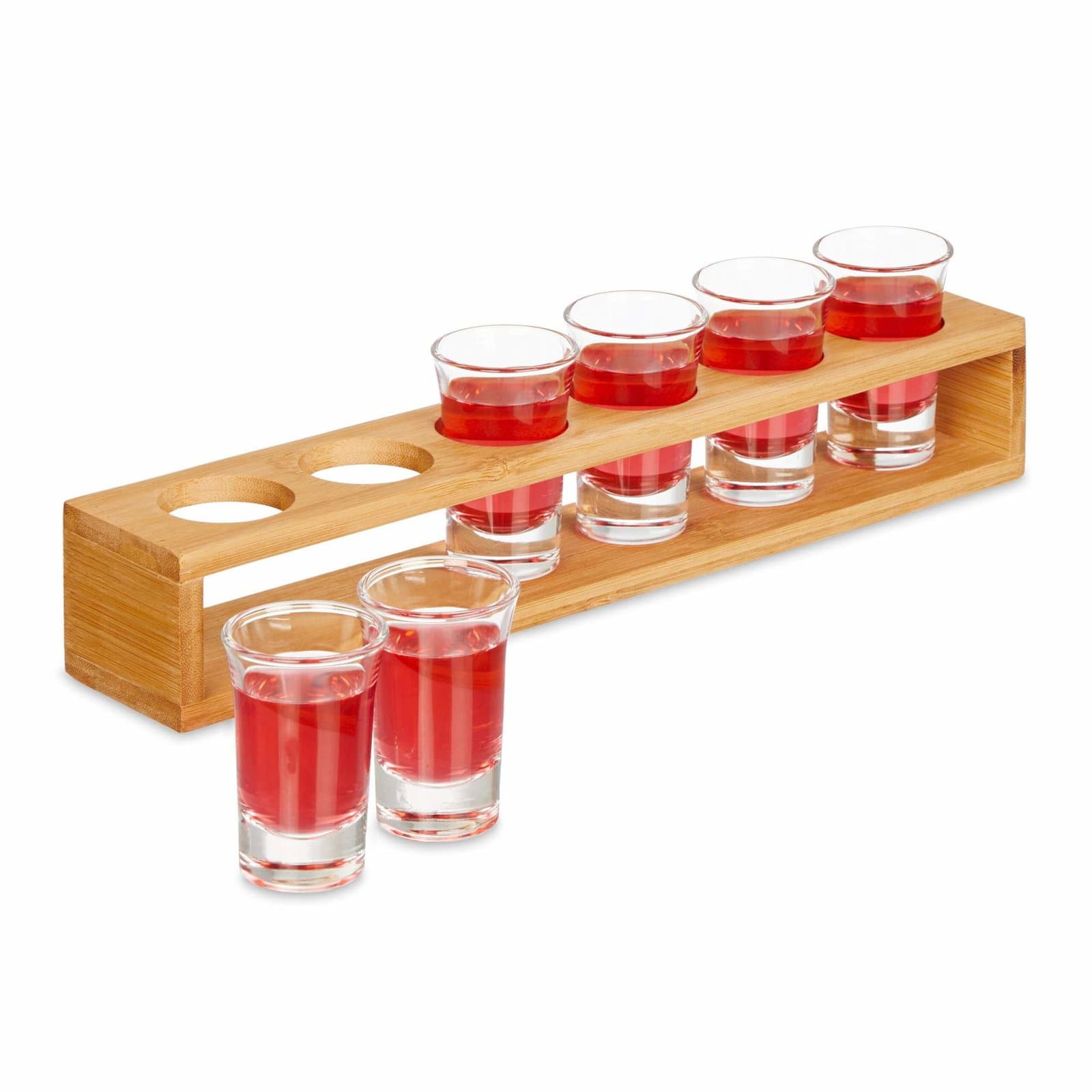 Šndekart i bambus med 6 glass