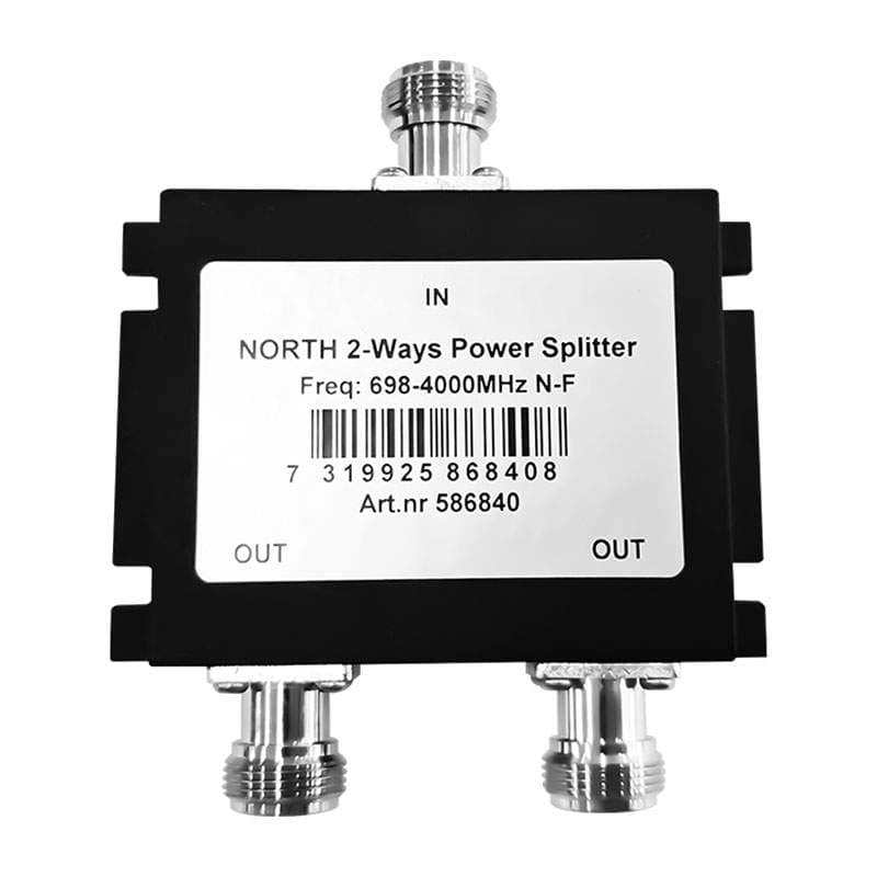 2-veis strømsplitter 698–4000 MHz N-hunnporter