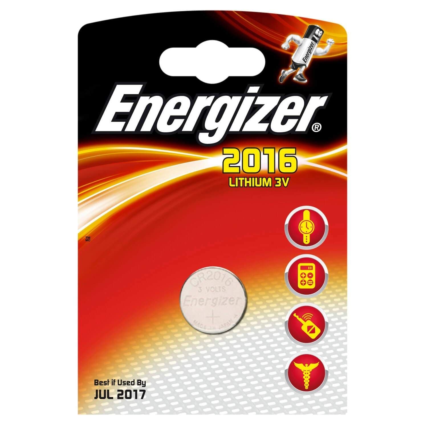 ENERGIZER Batteri CR2016 Lithium 1-pakning