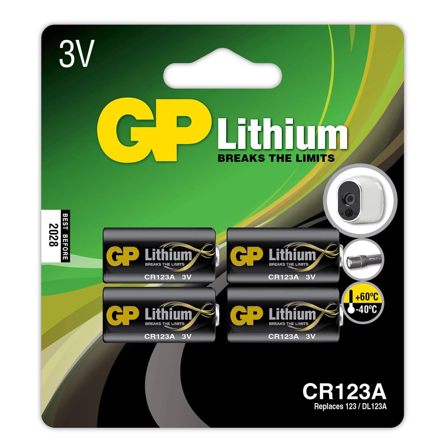 GP Lithium Pro Batteri 123A 4-pakning