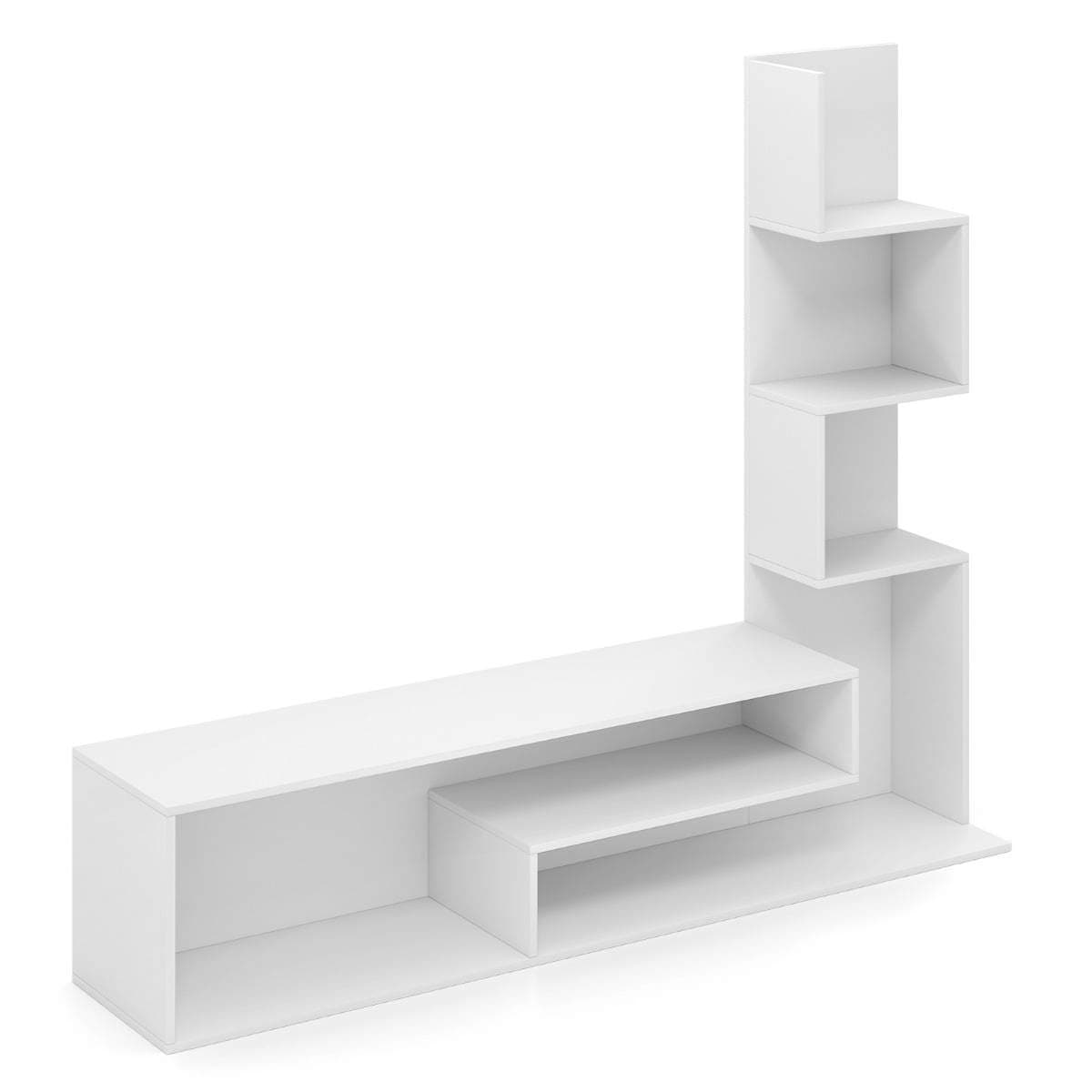TV-stativ i tre med bokhylle for 50" TV-er – hvit view 2
