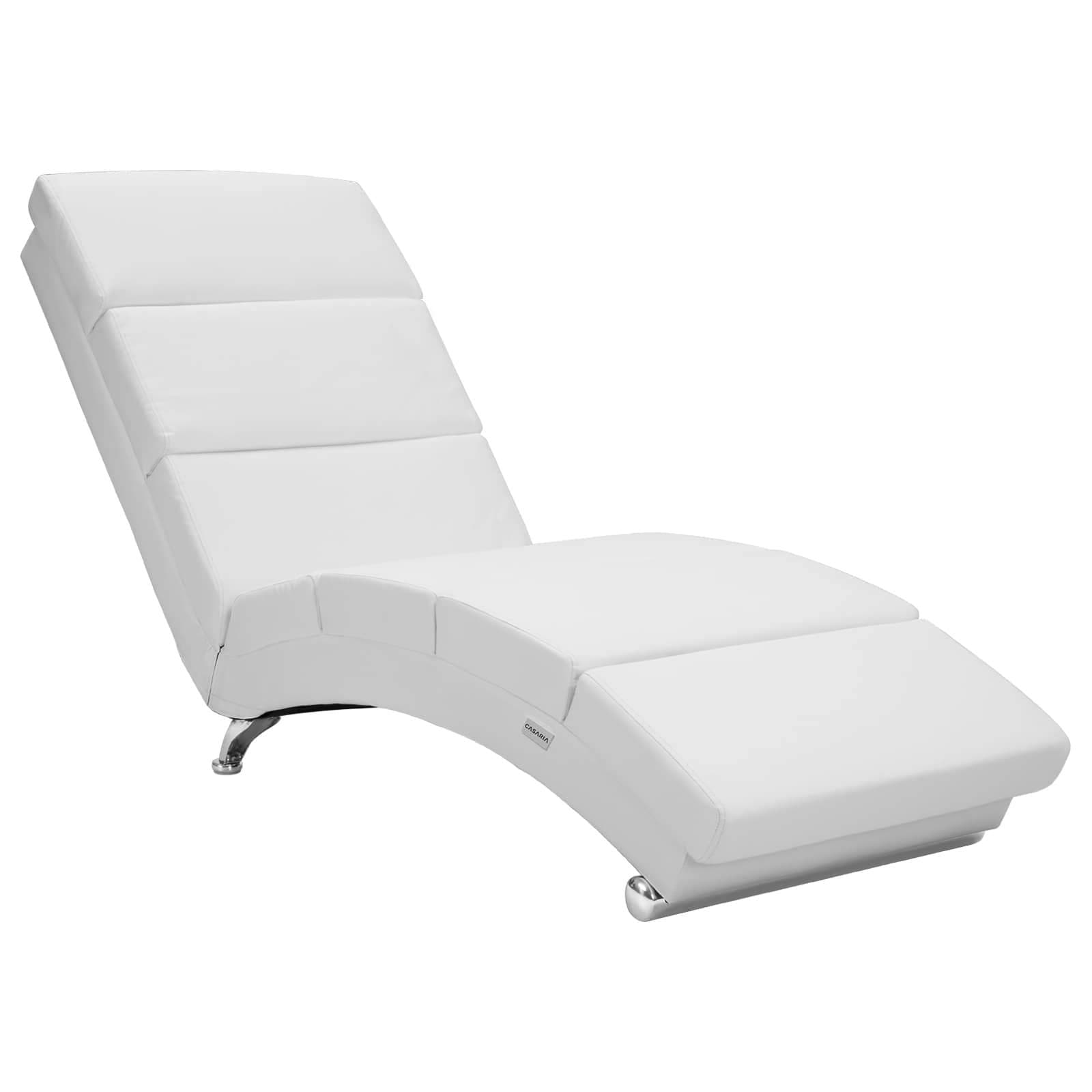 Hvit sjeselong i kunstskinn – ergonomisk, høy rygg view 2