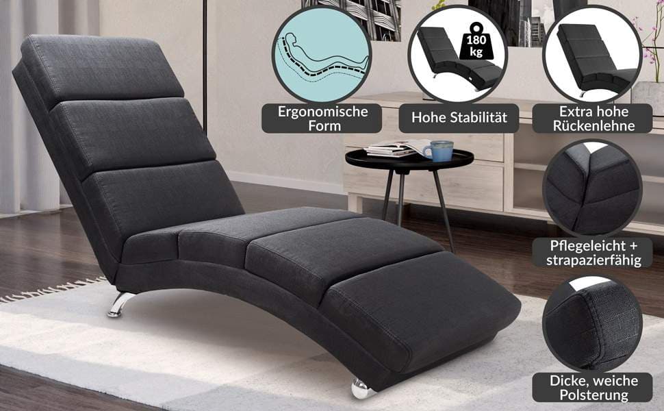Sjeselong med ergonomisk høy rygg – antrasitt stoff
