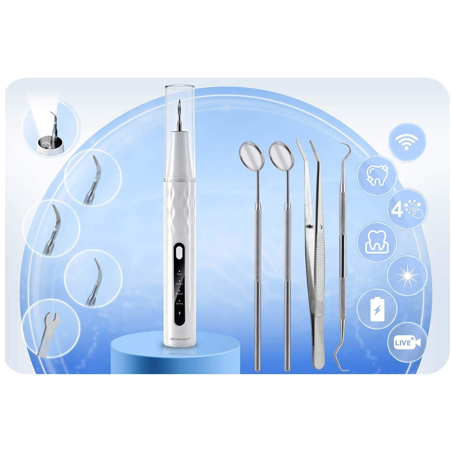 Ultralyd tannskaler med kamera – 4 moduser, LED view 2