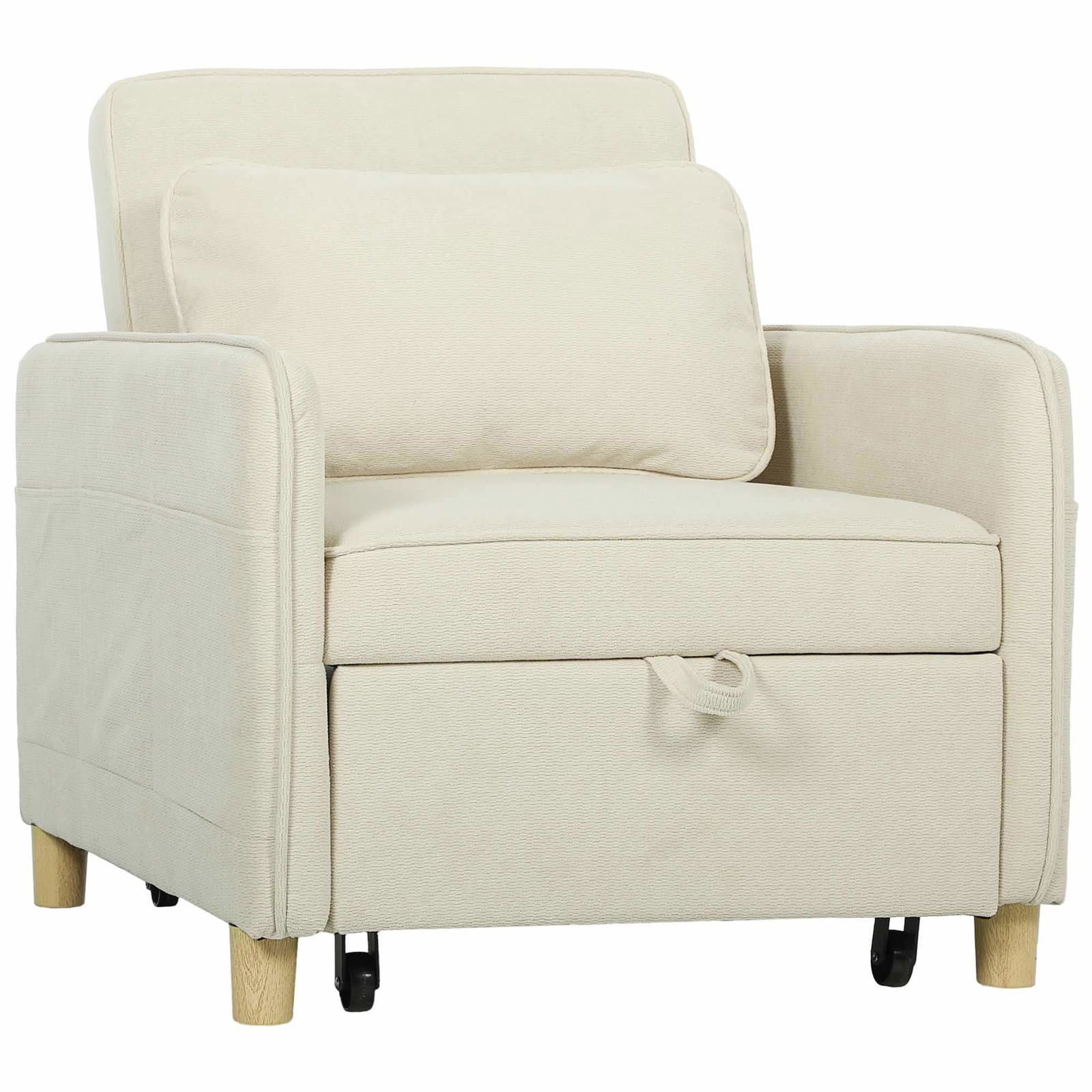 Konvertibel 3-i-1-sovestol, bredt sete, beige