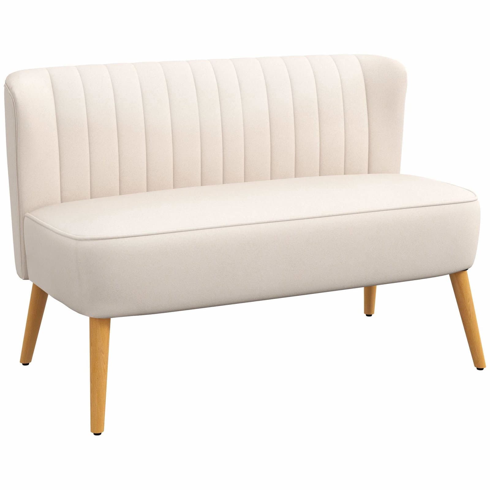 Retro 2-seters sofa, kremhvit, treben