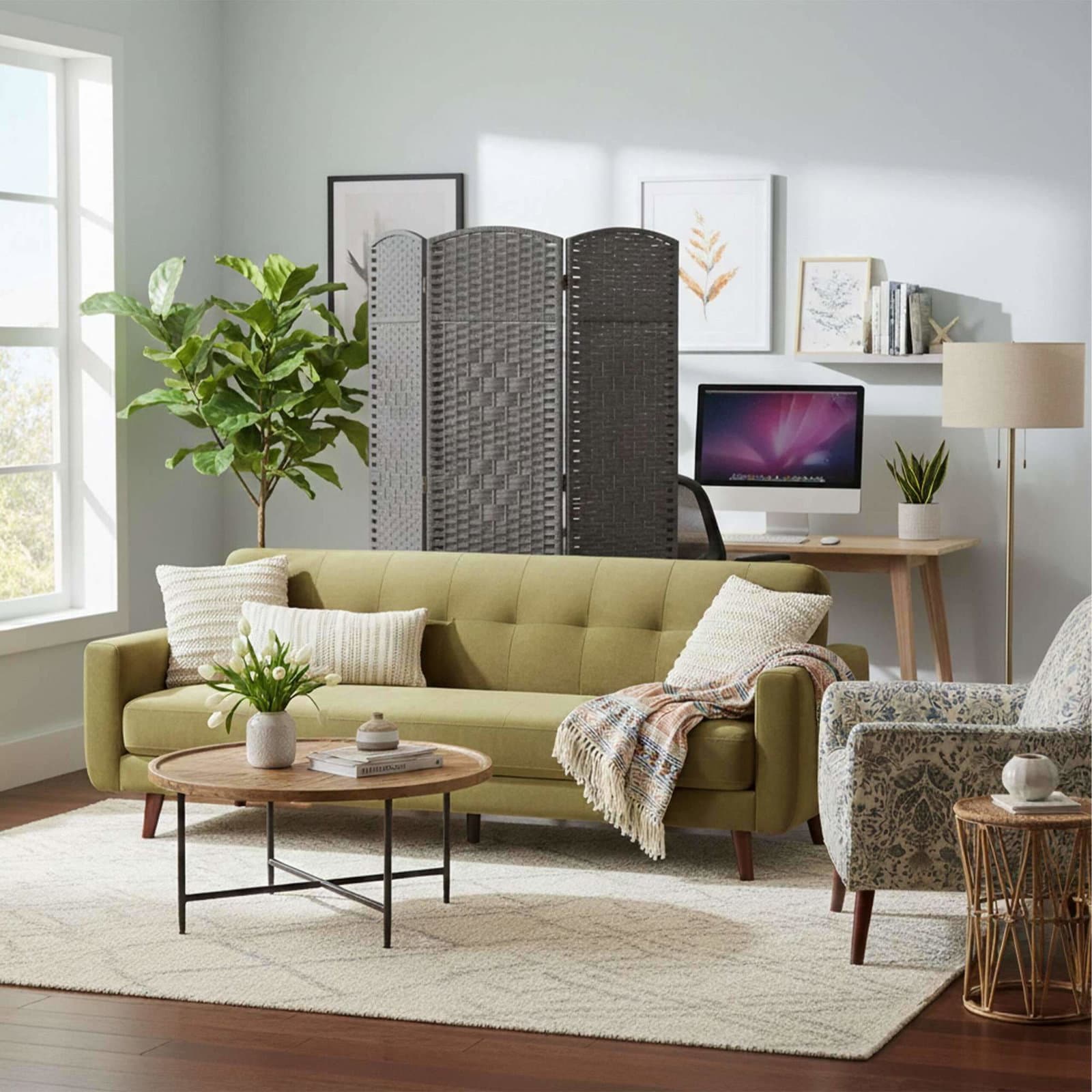 3-panels foldbar skjerm – elegant romdeler view 2