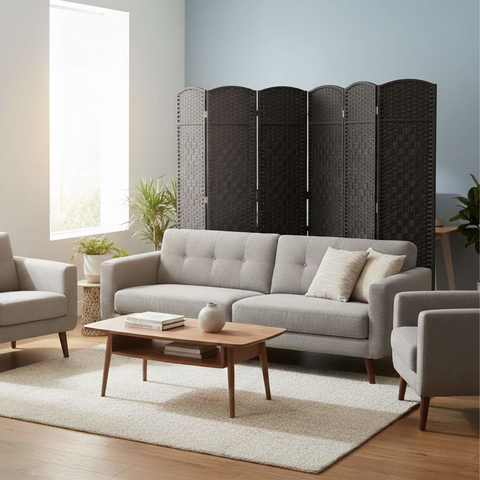 6-panelers foldbar skjerm – elegant romdeler view 2