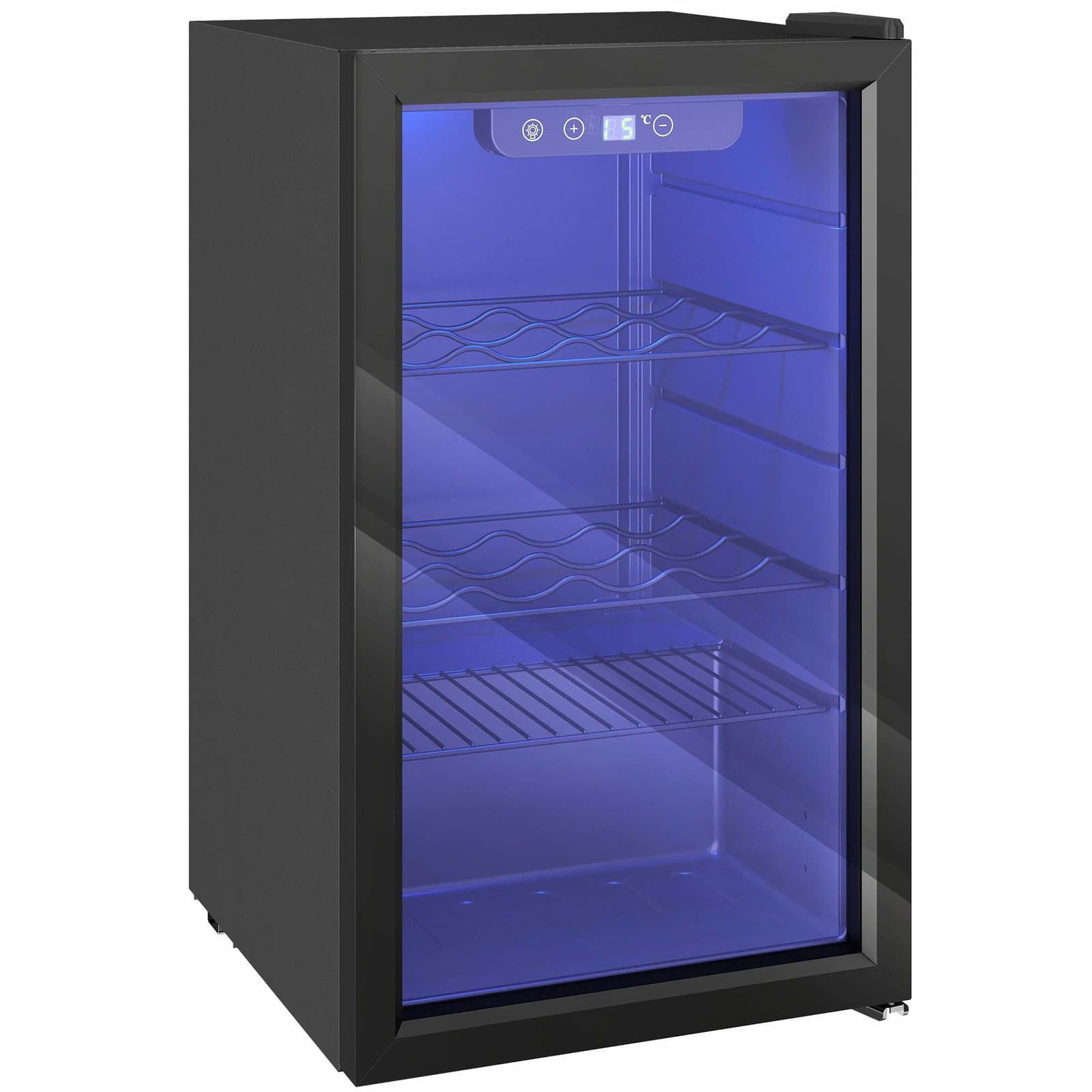 Vinkjøler – 24 flasker, 68 l, 4–16 °C, glassdør, svart