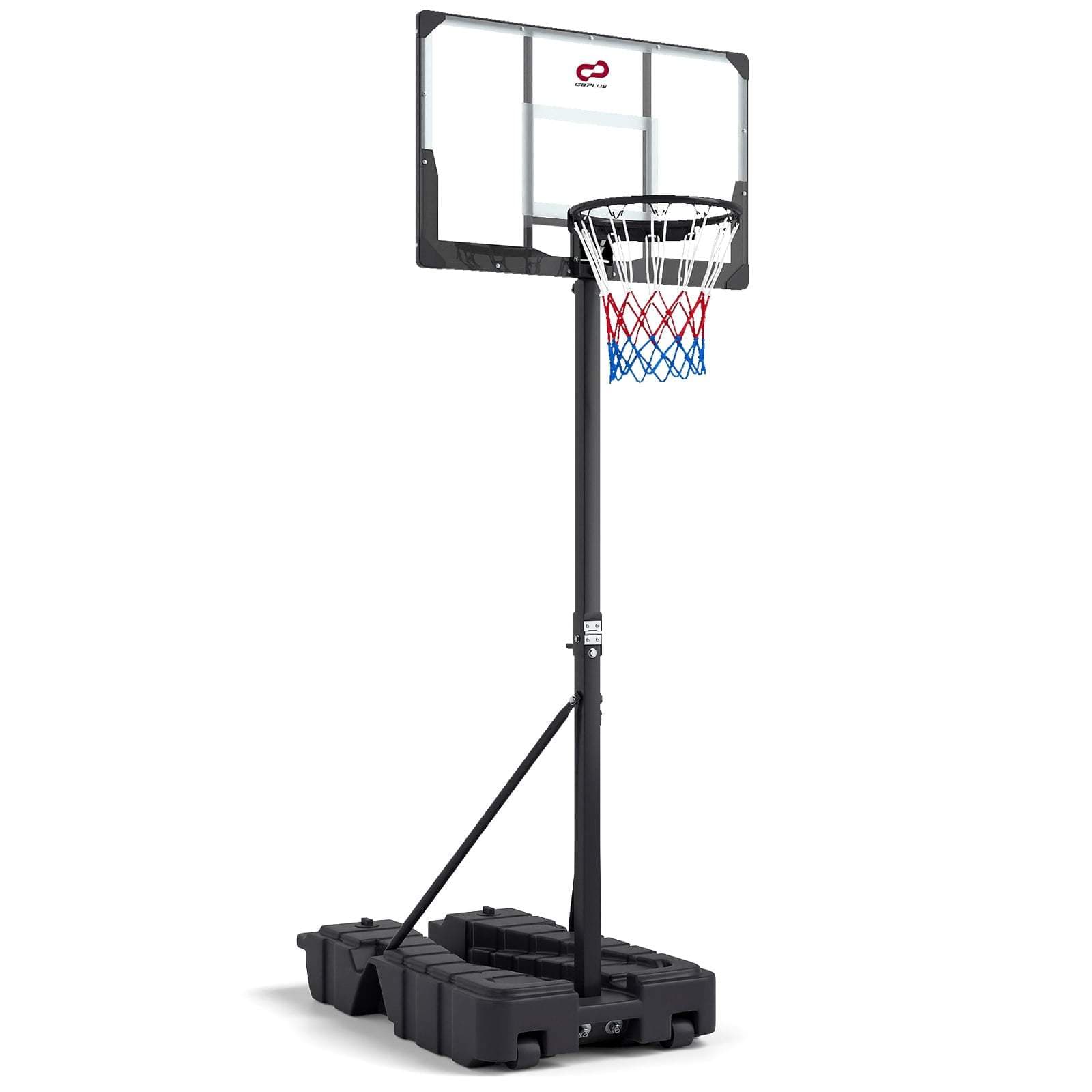 Justerbar basketballkurv med hjul og oppbevaring