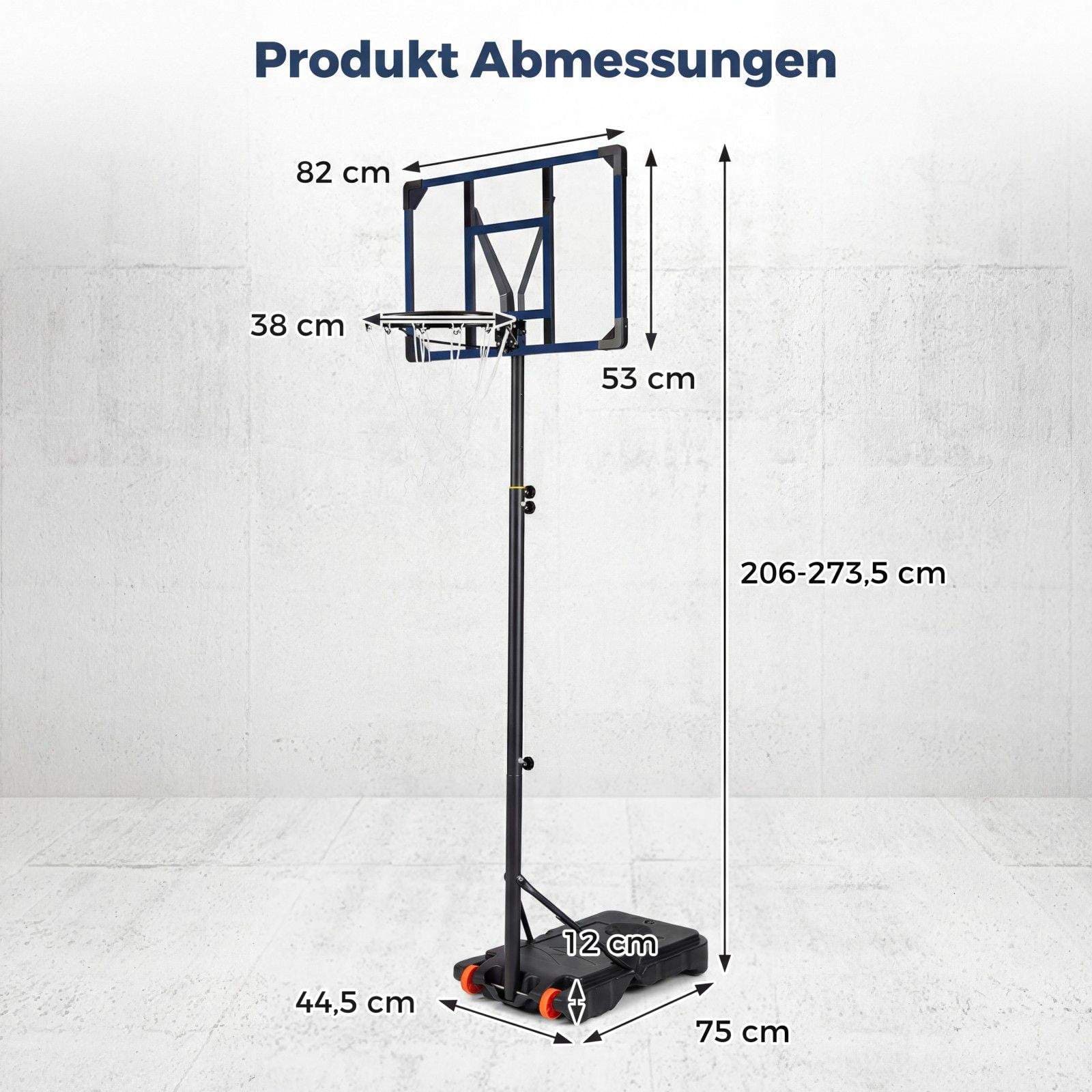 Justerbar barnebasketkurv med hjul og stativ view 2