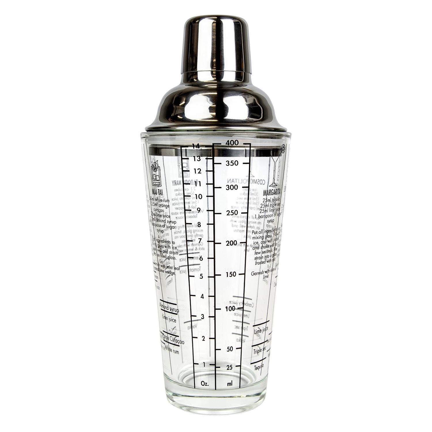 Cocktailshaker med Oppskrifter og Mål