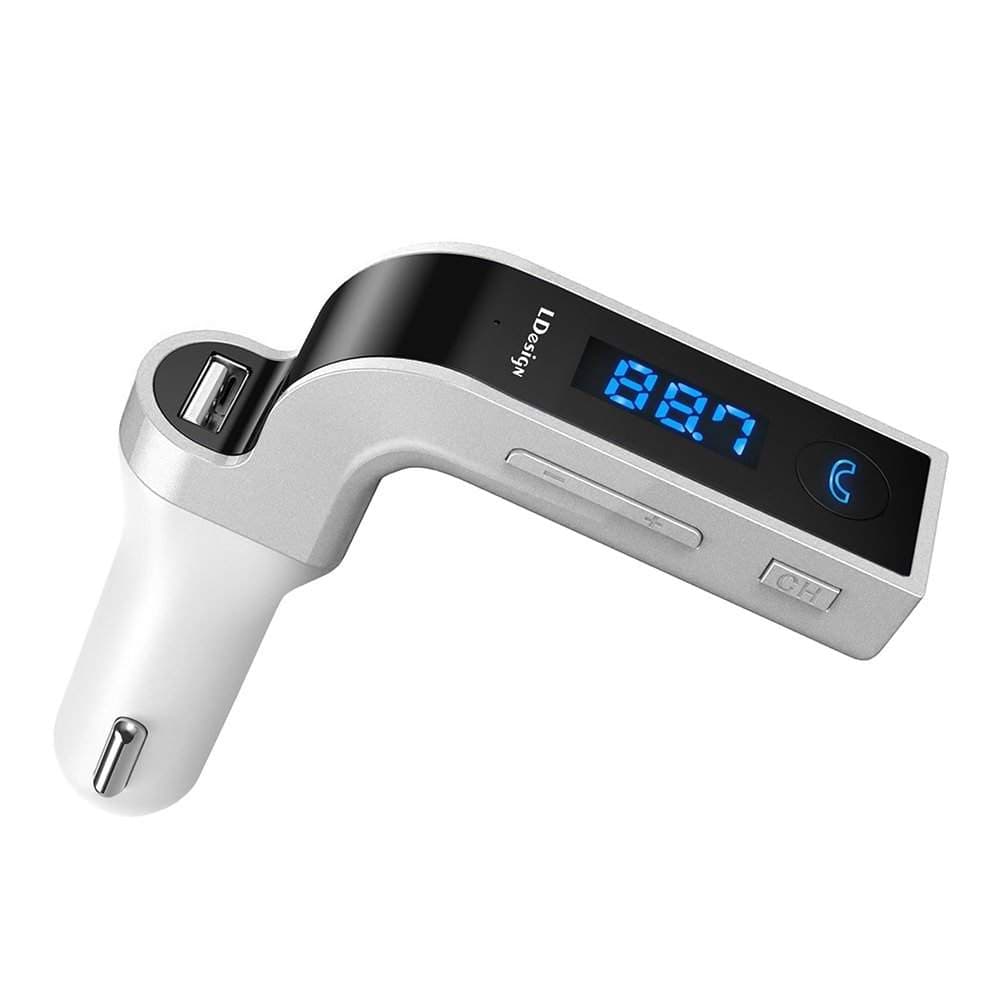 FM-sender Bluetooth-tilkobling 4-i-1, Sølv