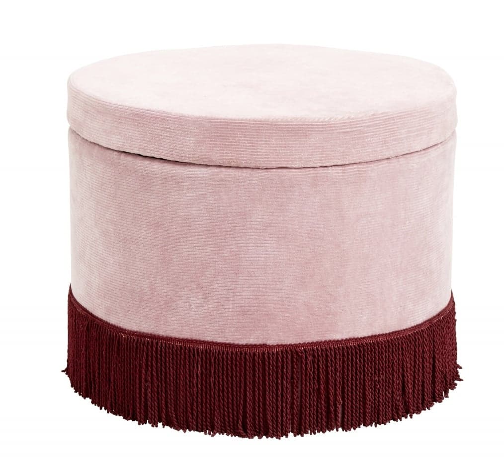 Nordal Corduroy ottoman med lokk - rosa / burgunder
