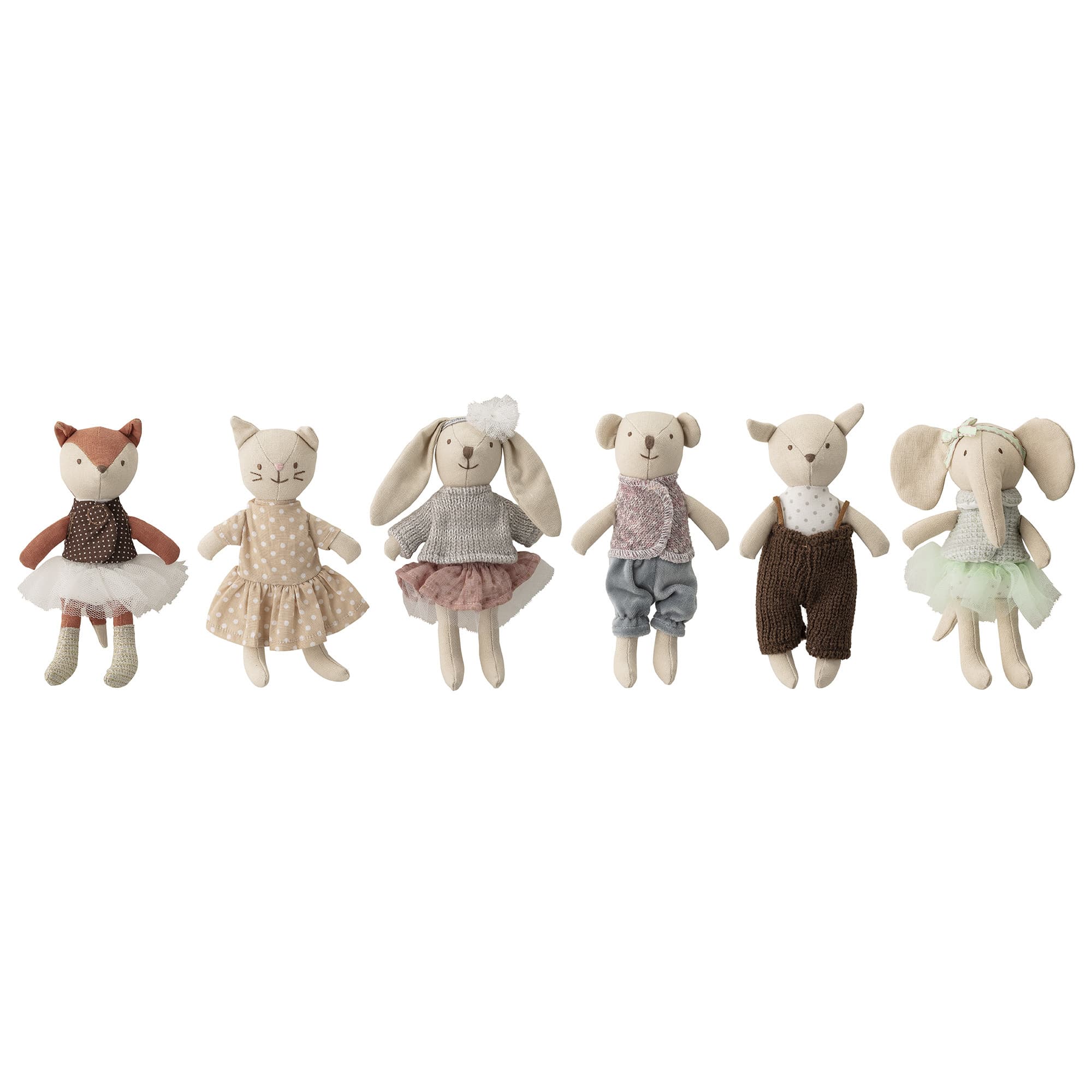 Bloomingville Mini Friends leketøy kosedyr - sett med 6 stk