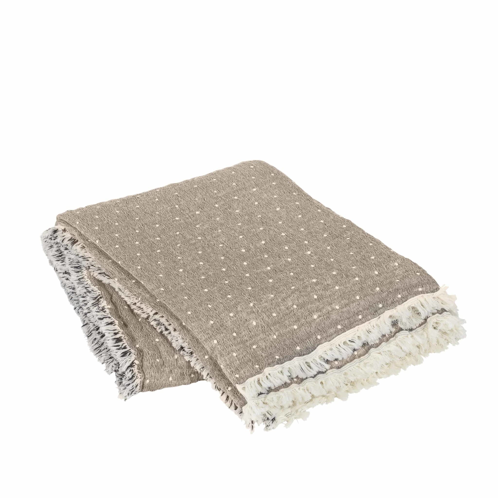 Broste Copenhagen Paula rutete beige/off white - 130x180cm