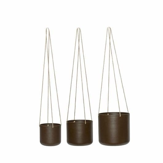 Hubsch Bloom hengende blomsterpotter brunt sett med 3 deler - 941602