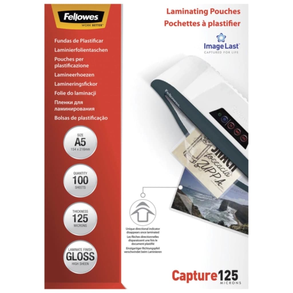 Fellowes Lamineringslommer A5 125 mic. 100/fp, blank