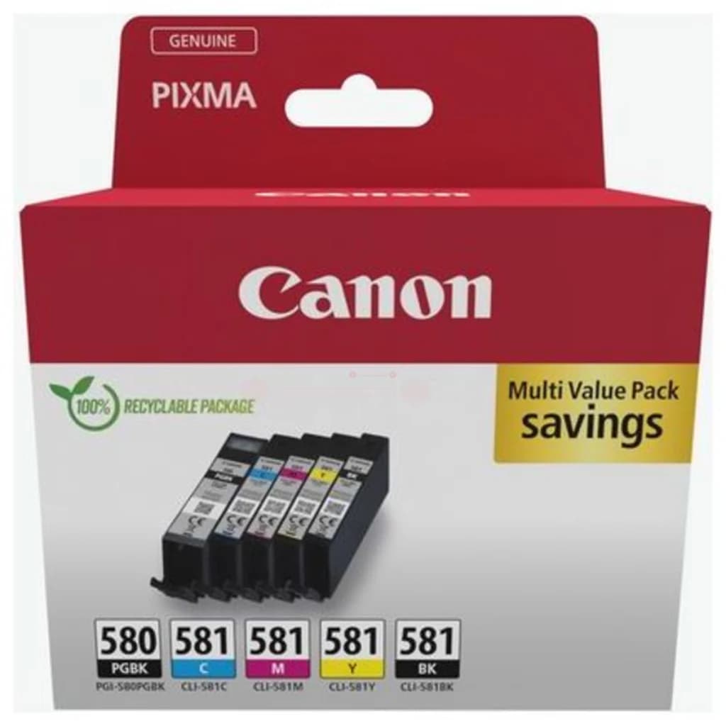 Canon Canon PGI-580/CLI-581 C/M/Y/BK/PGBK multipack 2078C007 Tilsvarer: N/A