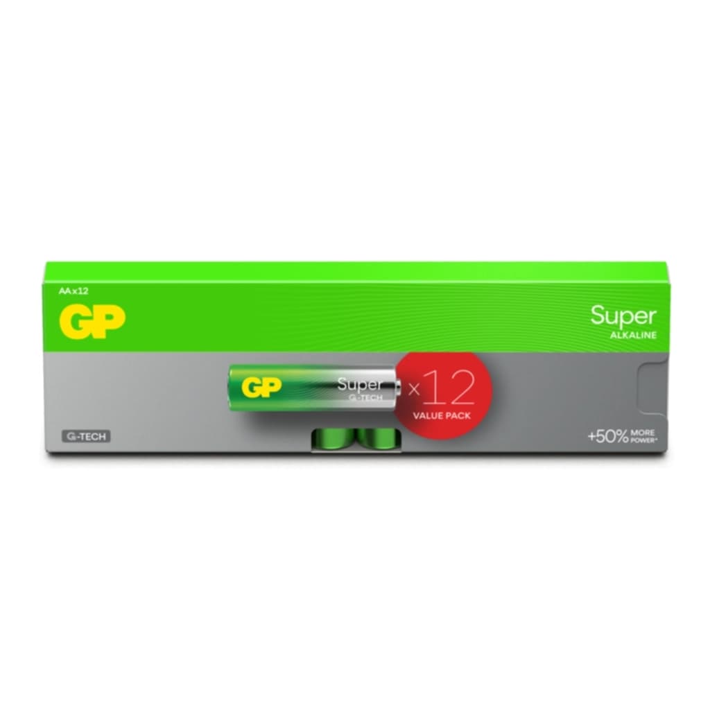 GP BATTERIES GP Super Alkaline AA-batteri LR6/15A 12-pakk 151431 Tilsvarer: N/A