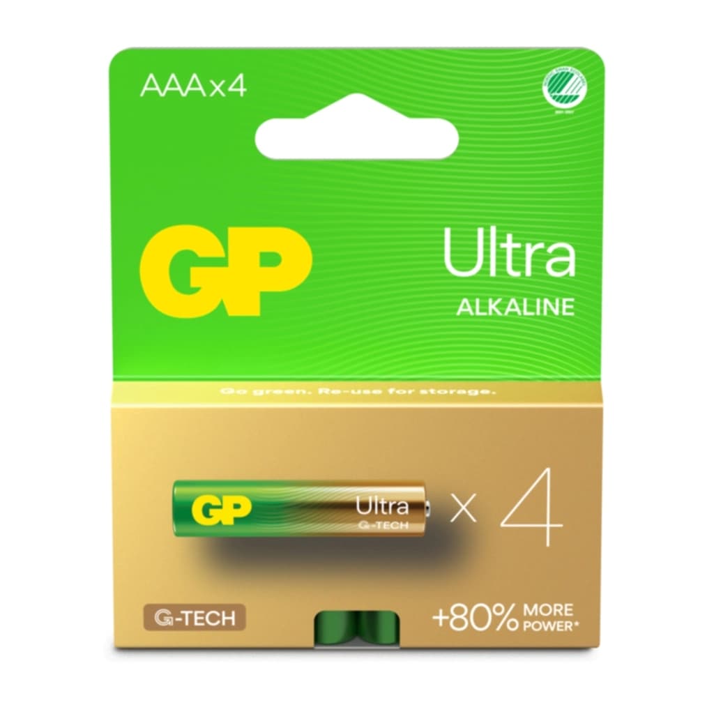 GP BATTERIES GP Ultra Alkaline AAA-batteri LR03/24AU 4-pakk 151432 Tilsvarer: N/A