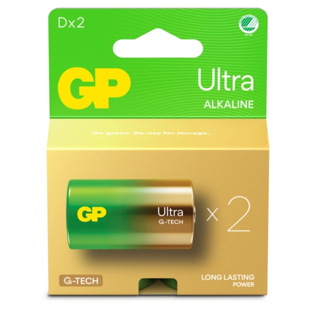 GP BATTERIES GP Ultra Alkaline Batteri D/LR20/13AU 2-pakk 151436 Tilsvarer: N/A