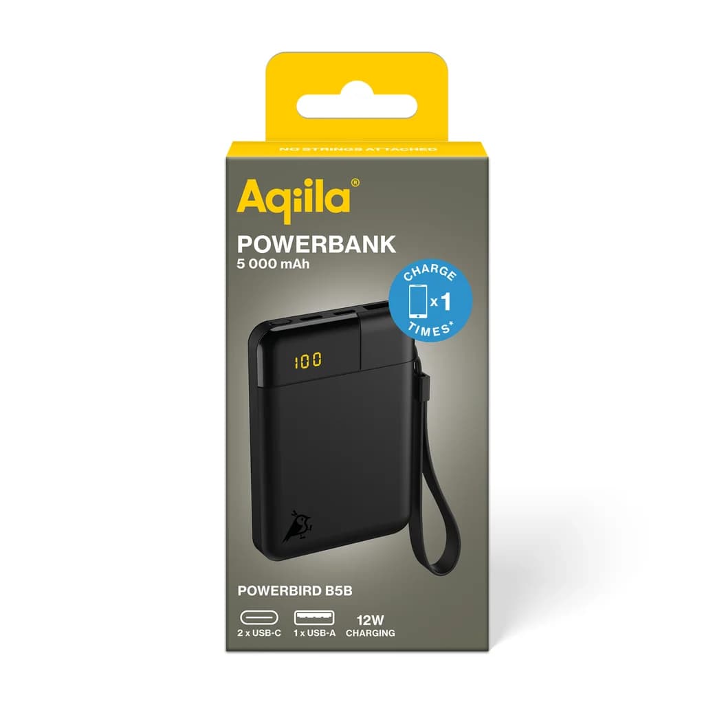Aqiila Aqiila Powerbird B5B Powerbank 5000mAh 20W Black 406018 Tilsvarer: N/A