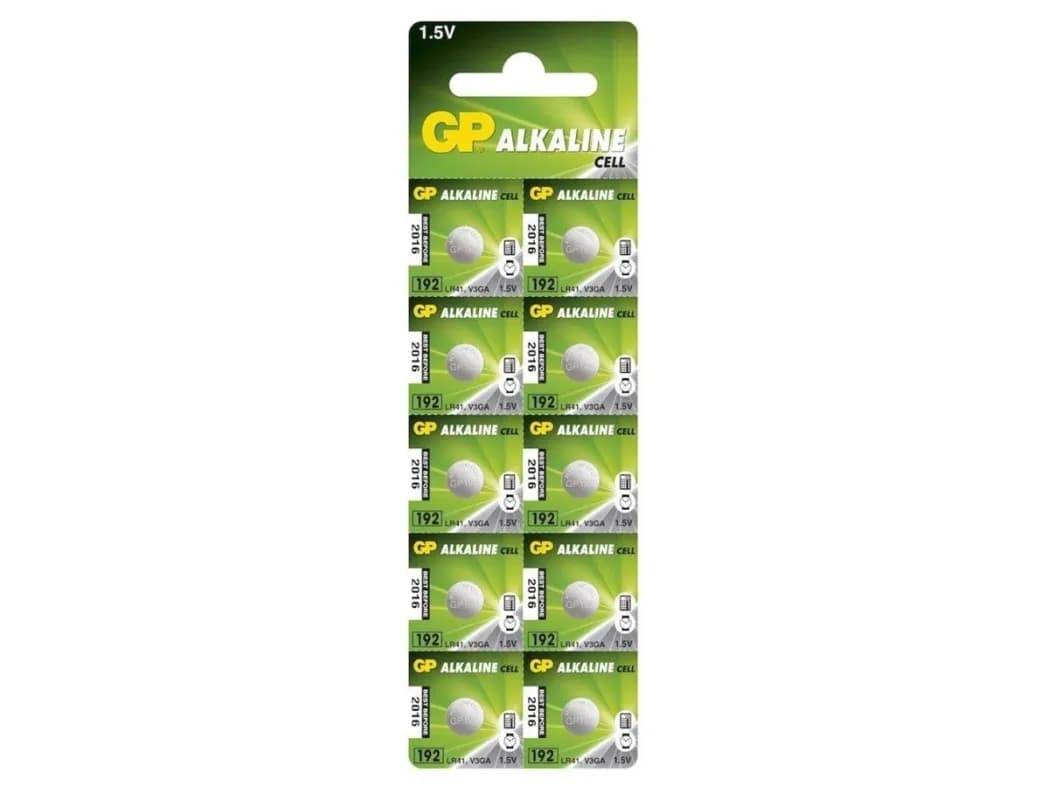 GP knappcellebatteri LR 41 1,5 V, 10 stk Alkali-mangan GP192ASTD533C10