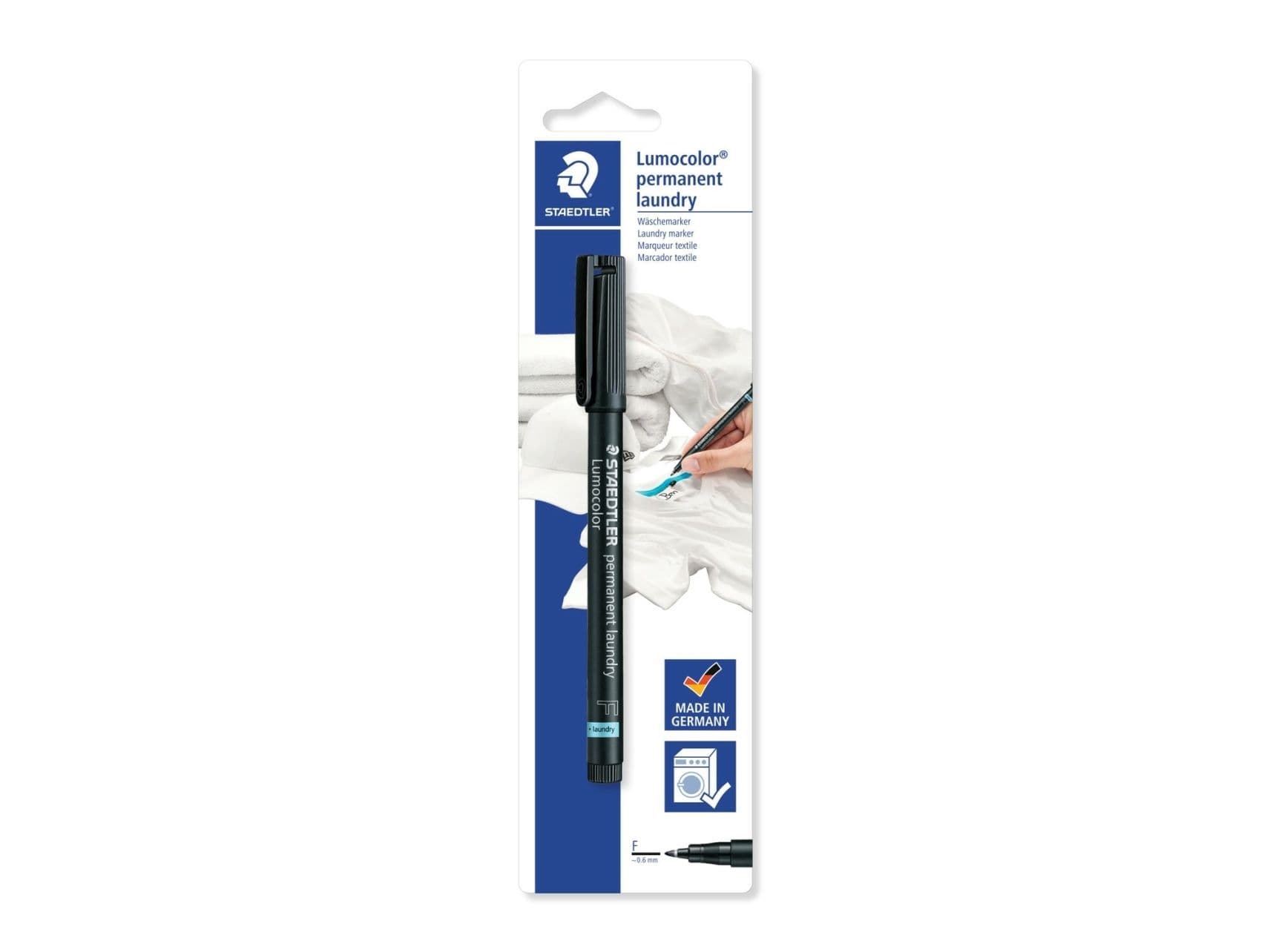 Tekstilmarker Lumocolor 319 F 0,6mm sort permanent tøjmarker
