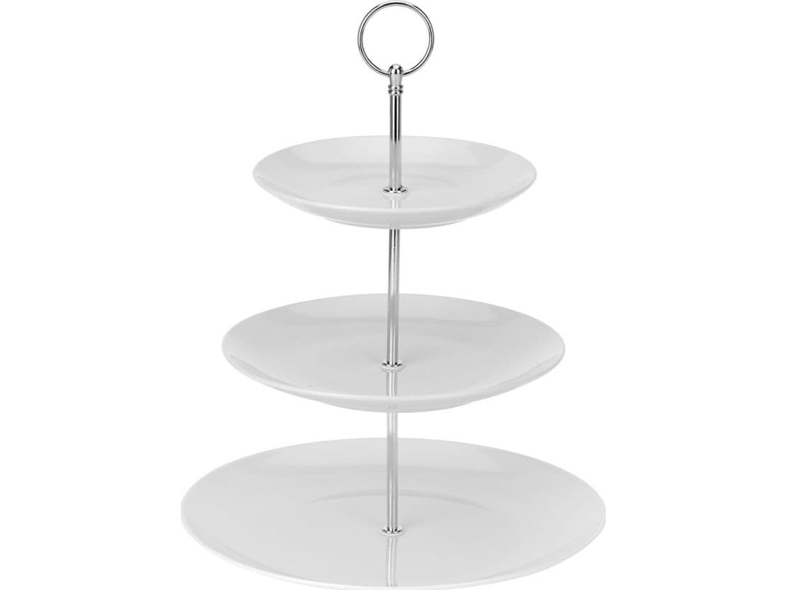 3-lags kakefat Excellent Houseware KO-628900040, hvitt porselen