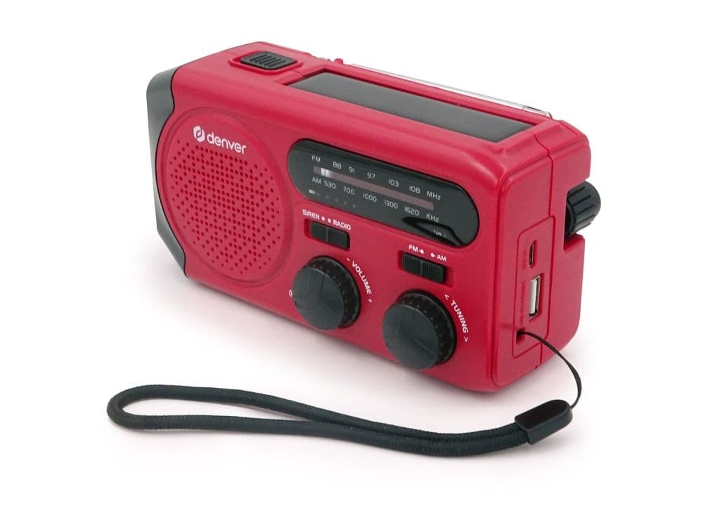 Radio med sveiv og solcellelading