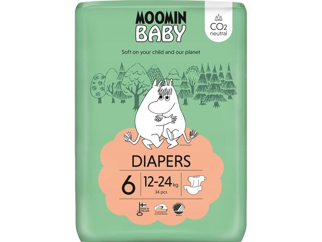 Mumi MOOMIN babylinens 6 JUNIOR (12-24 kg) 34 stk EKO