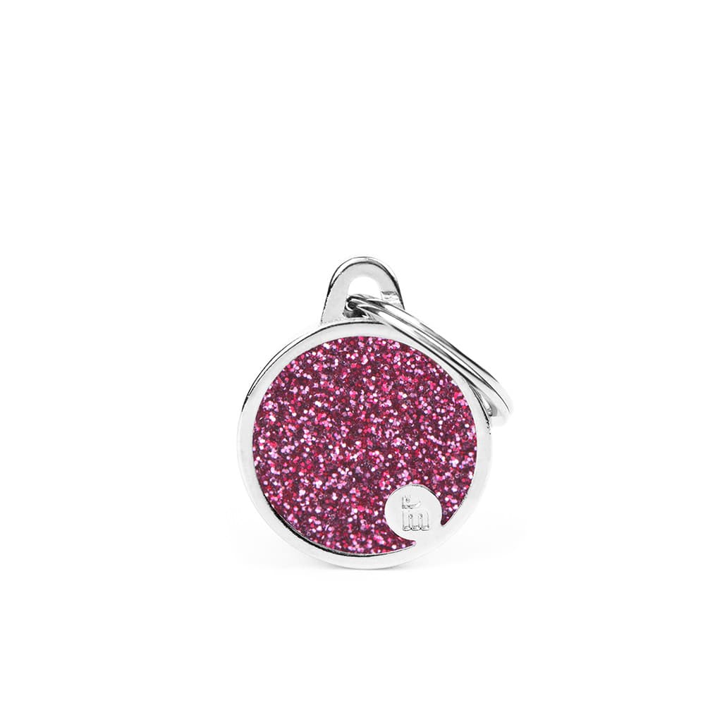 Myfamily Shine Circle Glitter ID tag - 21x26 mm - Rosa