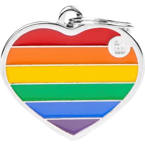 Myfamily Rainbow Hjerte ID tag - 25x25 mm